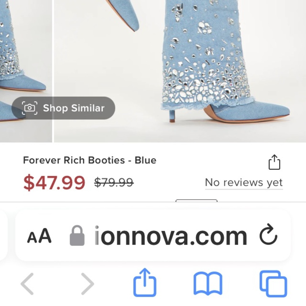 Denim boots with rhinestones 4 inch heel brand new, absolutely stunning